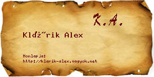 Klárik Alex névjegykártya