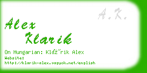 alex klarik business card